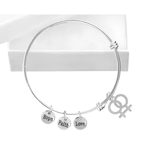 Same Sex Female Symbol Retractable Charm Bracelets