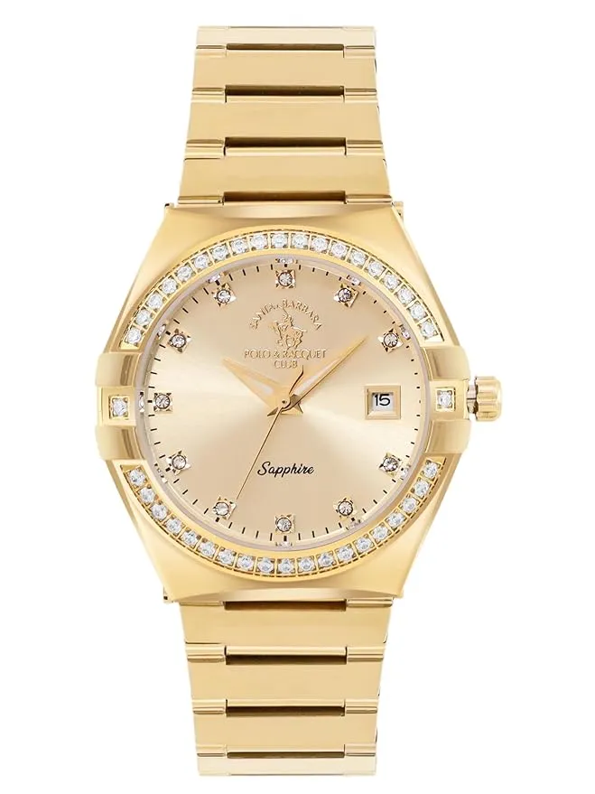 Santa barbara polo & racquet club Analog Gold Dial Women's Watch-SB.1.10540-6