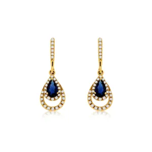 Sapphire & Diamond 14K Yellow Gold Earring (100483)