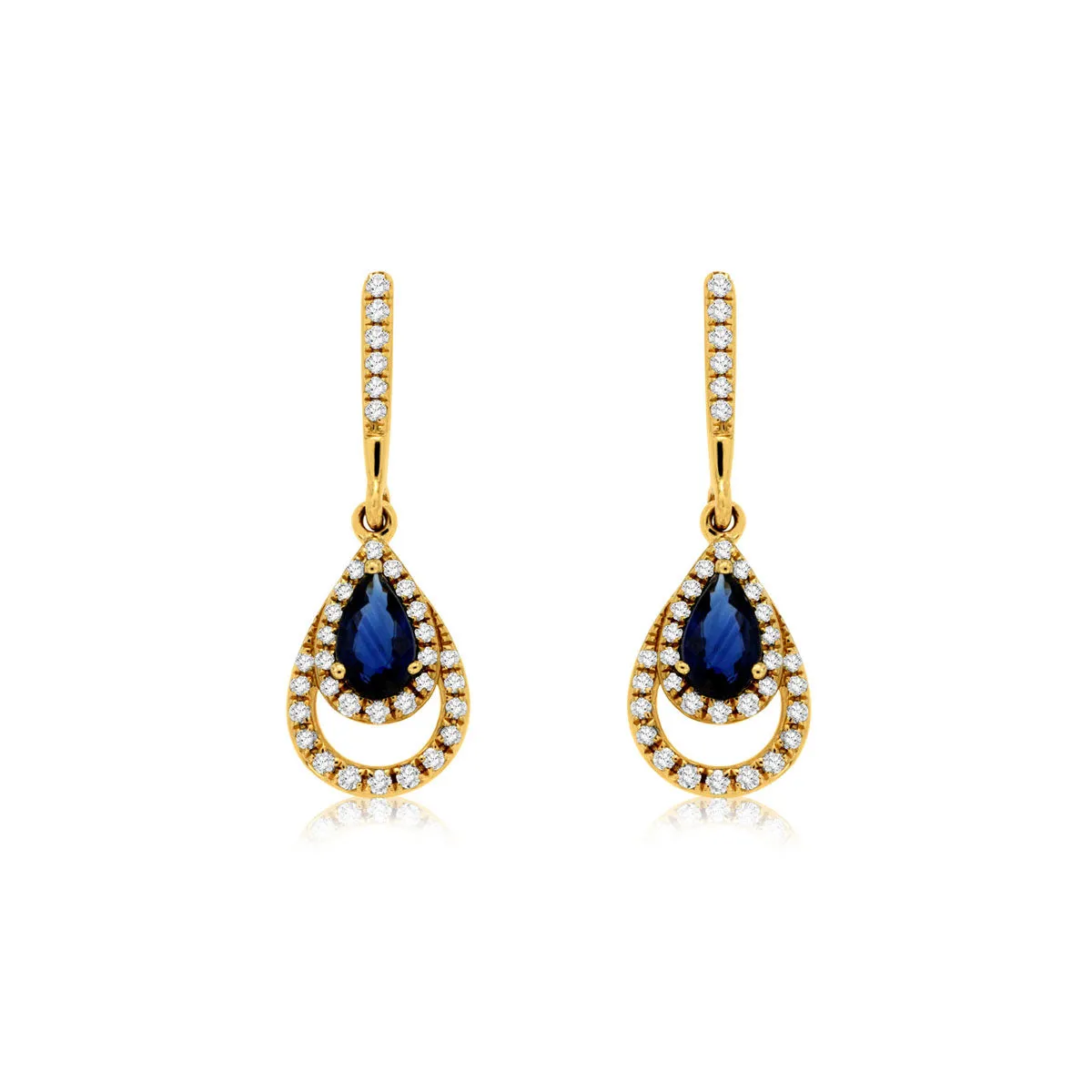 Sapphire & Diamond 14K Yellow Gold Earring (100483)