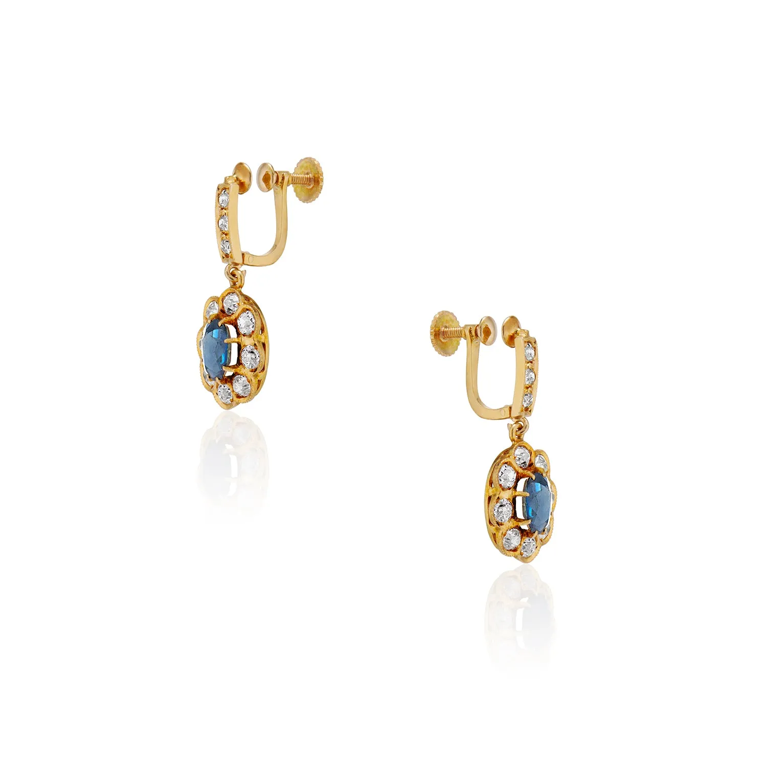 Sapphire And Diamond Halo Earrings