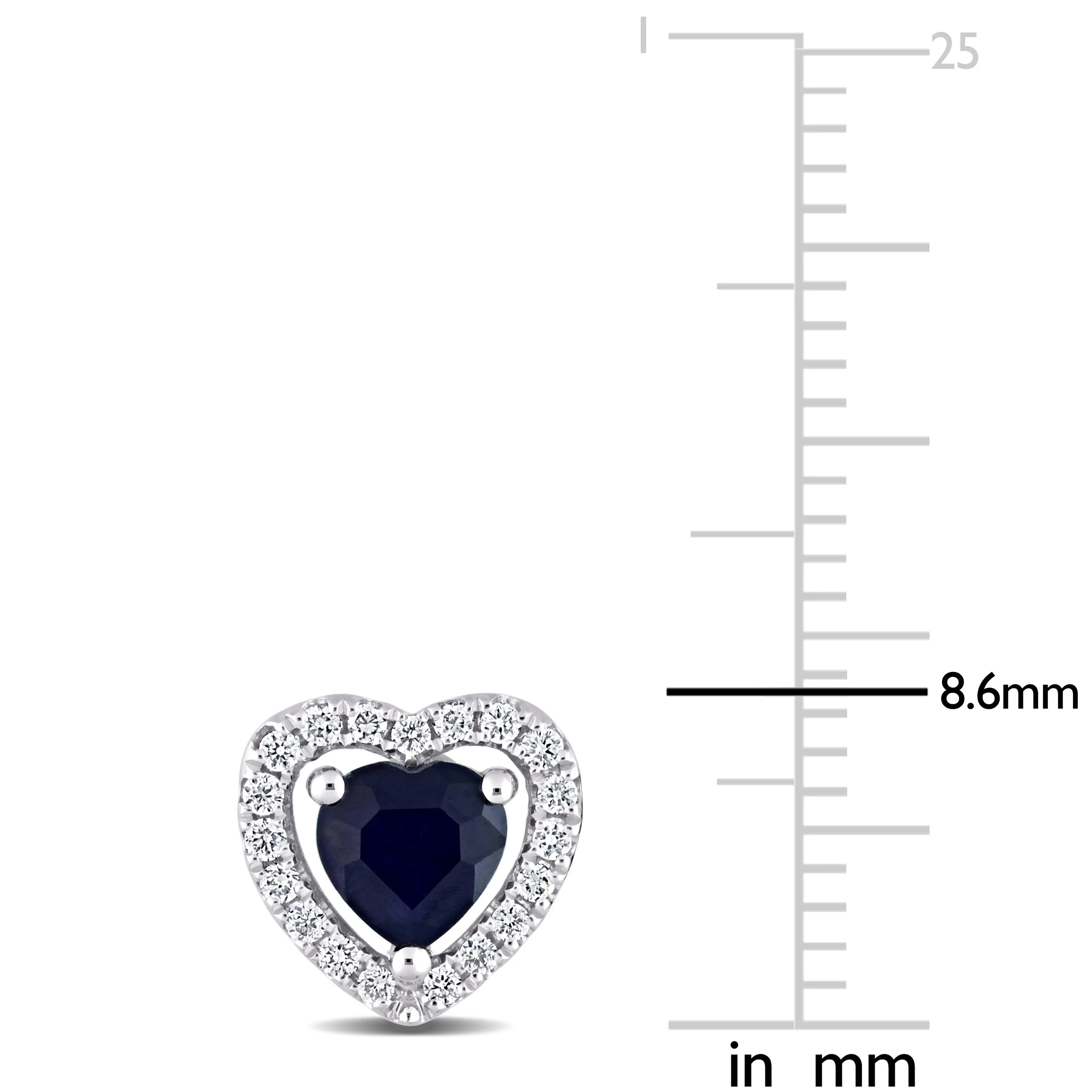 Sapphire and Diamond Heart Stud Earrings