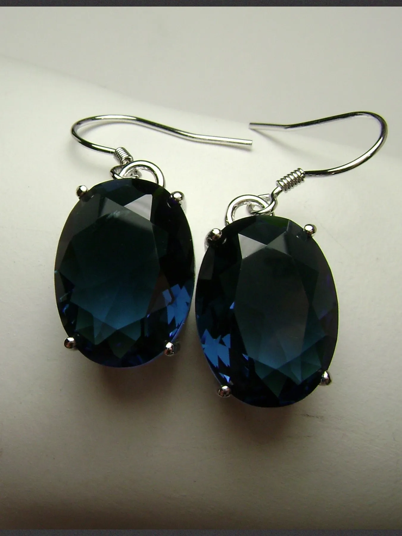 Sapphire Blue Earrings, Art Deco Vintage Reproduction Jewelry #E35