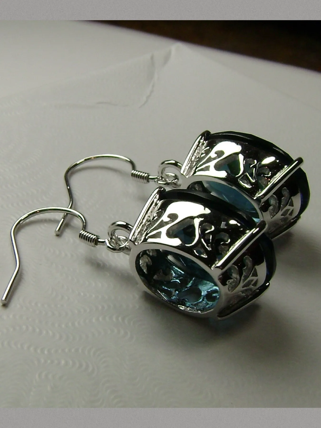 Sapphire Blue Earrings, Art Deco Vintage Reproduction Jewelry #E35