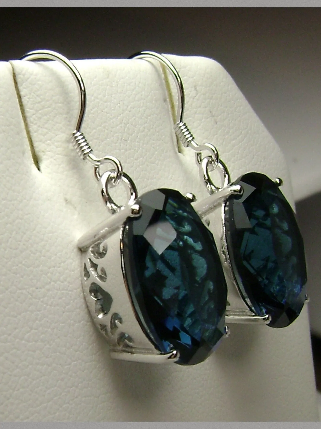 Sapphire Blue Earrings, Art Deco Vintage Reproduction Jewelry #E35
