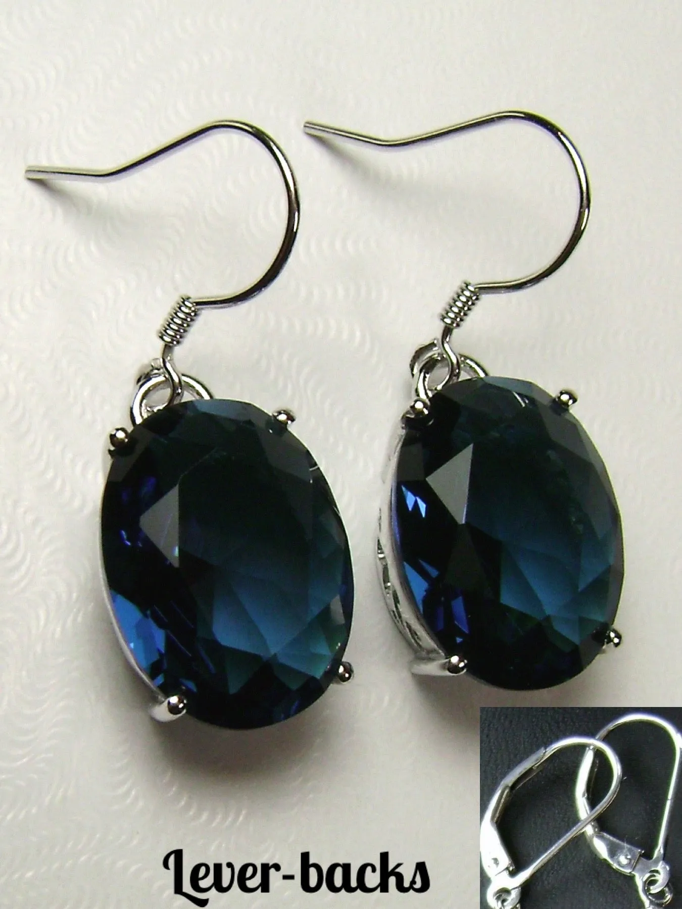 Sapphire Blue Earrings, Art Deco Vintage Reproduction Jewelry #E35