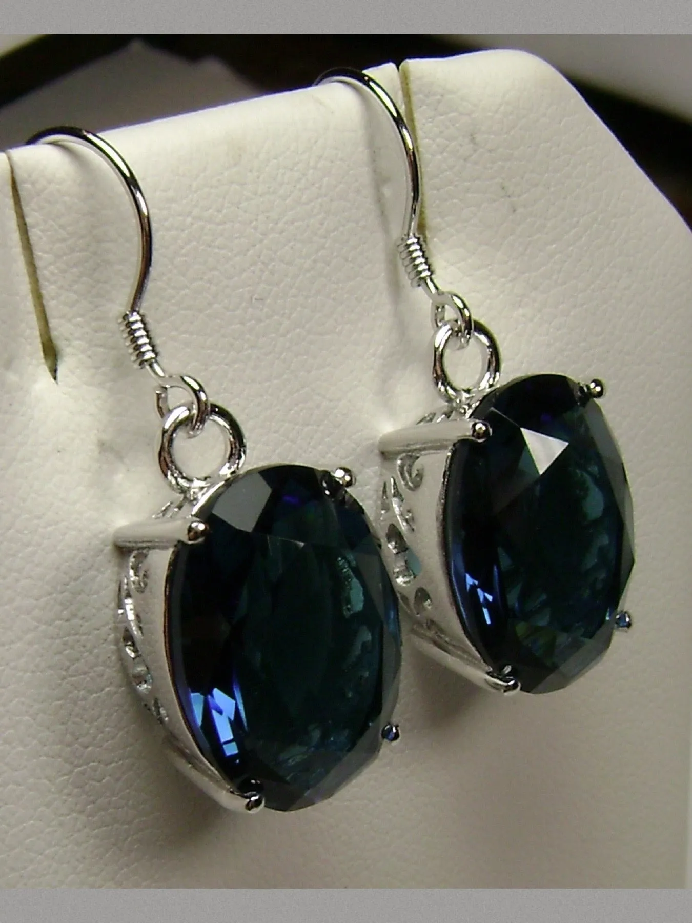 Sapphire Blue Earrings, Art Deco Vintage Reproduction Jewelry #E35