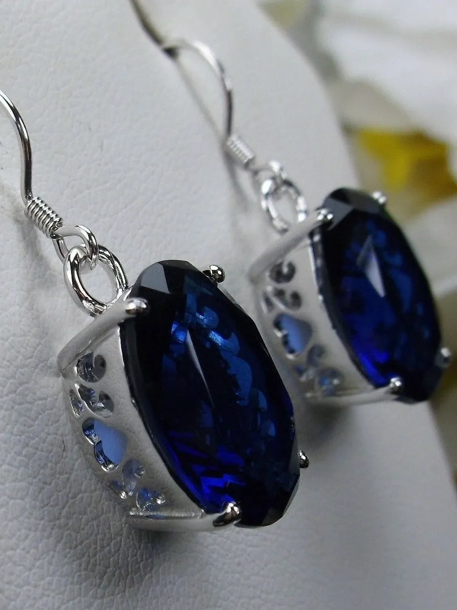 Sapphire Blue Earrings, Art Deco Vintage Reproduction Jewelry #E35