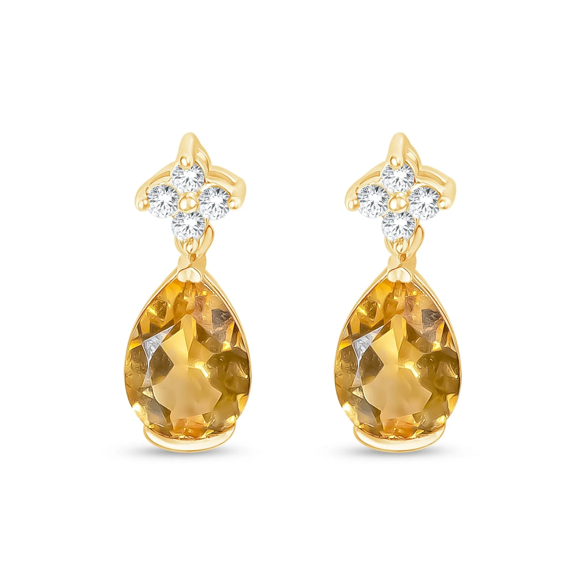 Sapphire Clover & Citrine Droplet Stud Earrings