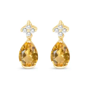 Sapphire Clover & Citrine Droplet Stud Earrings