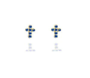 Sapphire Cross Stud Earrings
