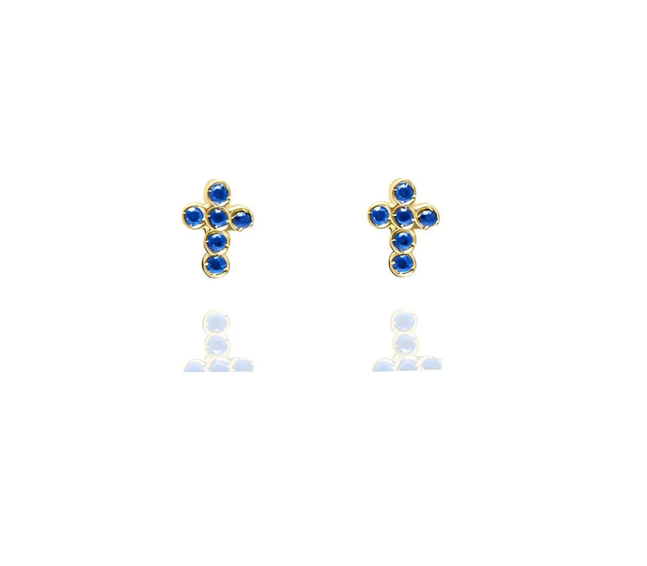 Sapphire Cross Stud Earrings