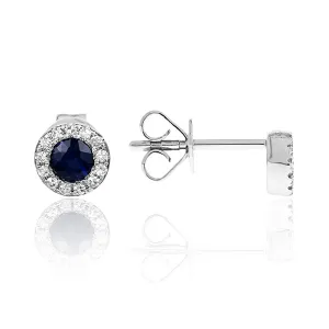 Sapphire Diamond Earrings 14k