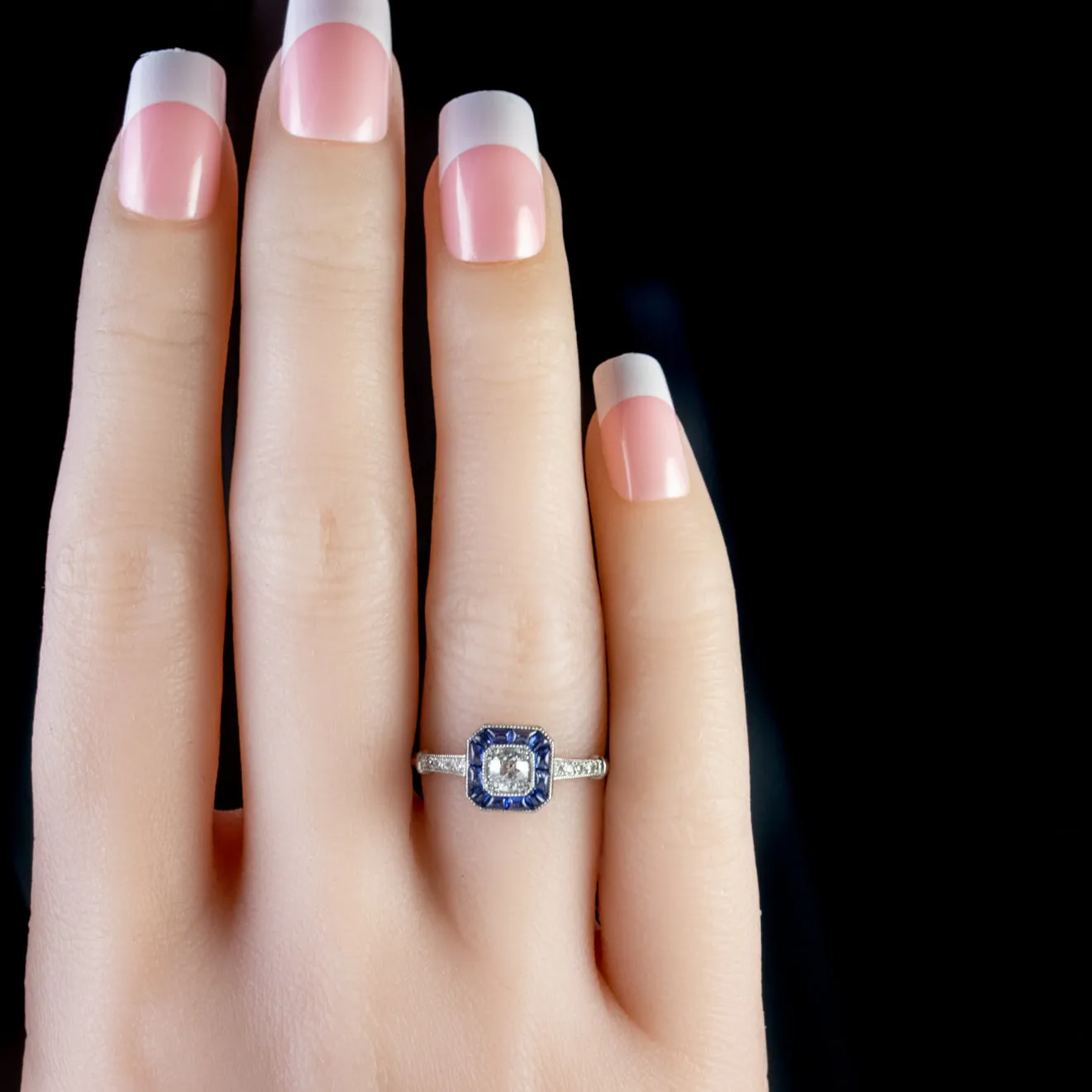 Sapphire Diamond Ring 18Ct White Gold Engagement Ring