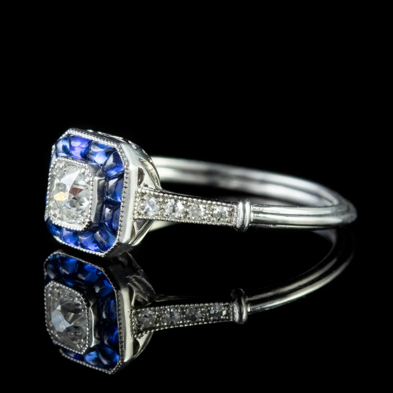 Sapphire Diamond Ring 18Ct White Gold Engagement Ring