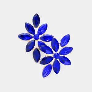 Sapphire Floral Marquise Stone Pageant Earrings  | Prom Earrings |  606357