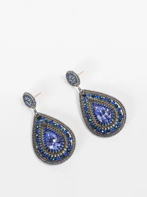 sapphire flower earrings