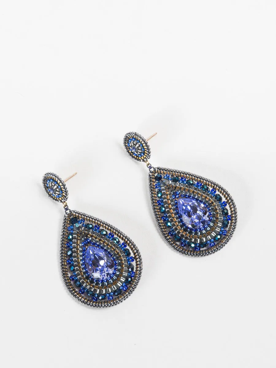 sapphire flower earrings