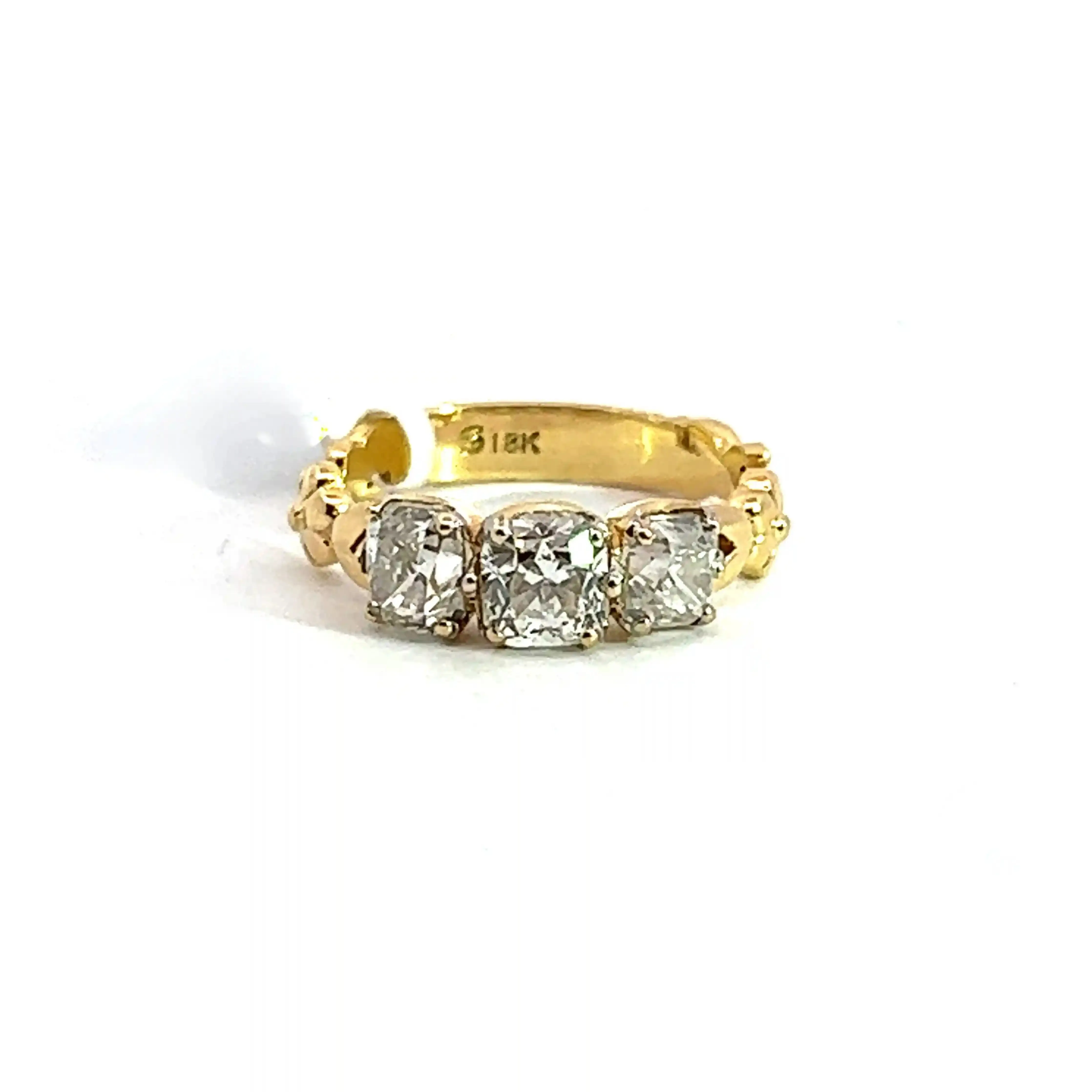 Sethi Couture 3 Stone Old Mine Cut Ring