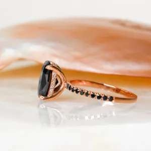 Seyfert's  Unique  Natural Black Diamond Oval Engagement Ring