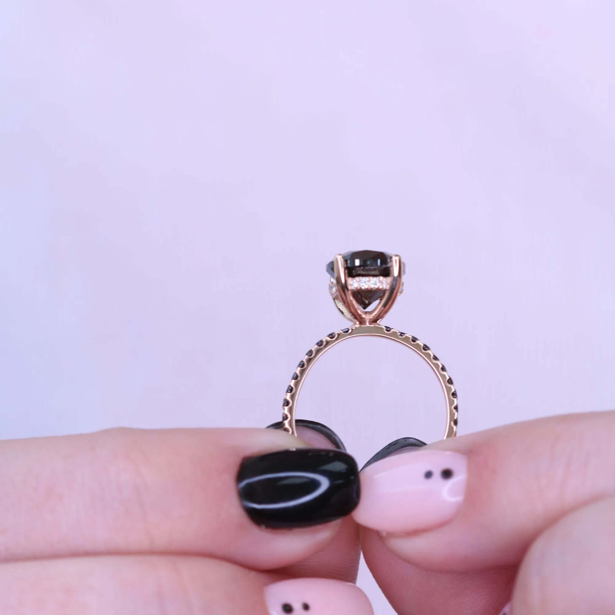 Seyfert's  Unique  Natural Black Diamond Oval Engagement Ring