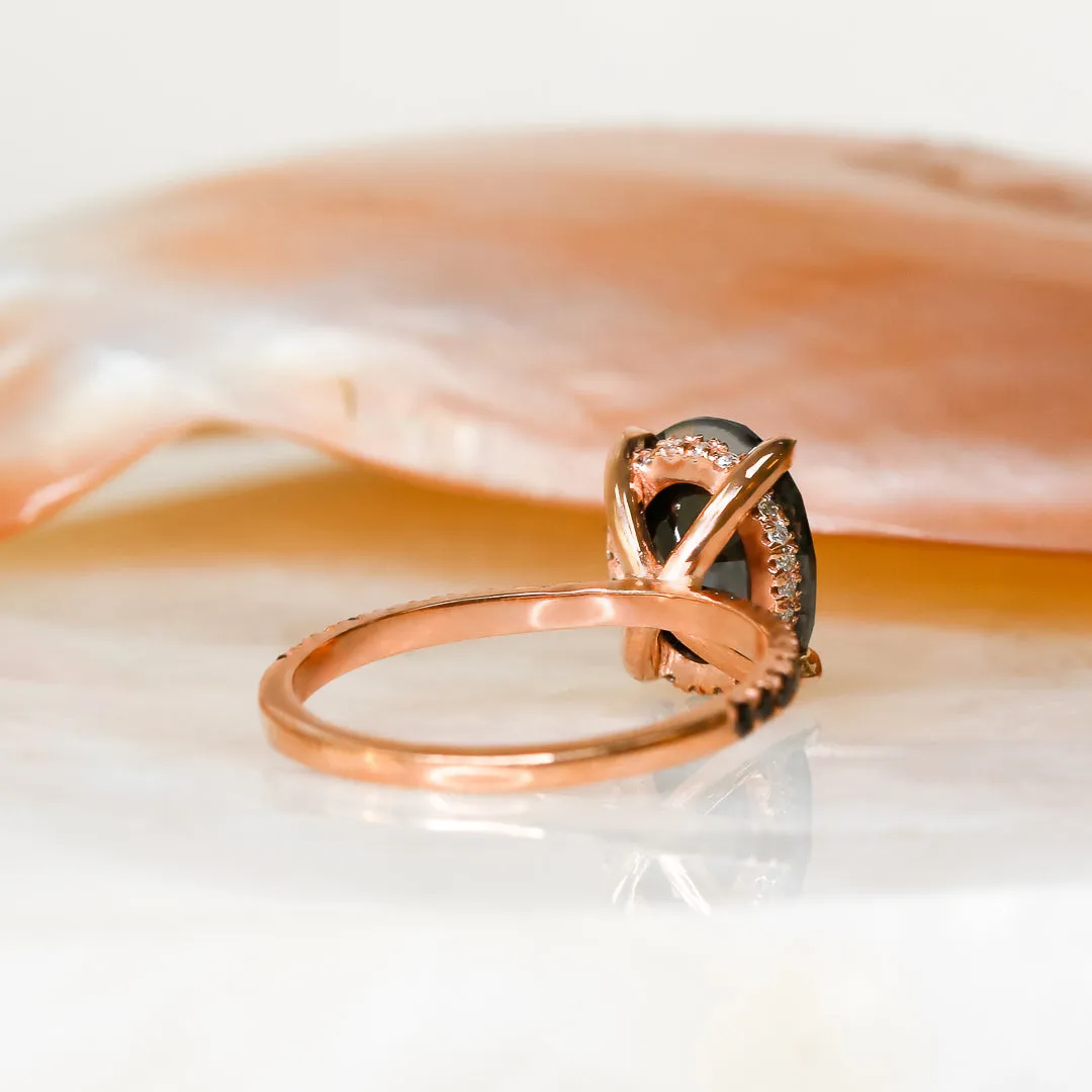 Seyfert's  Unique  Natural Black Diamond Oval Engagement Ring