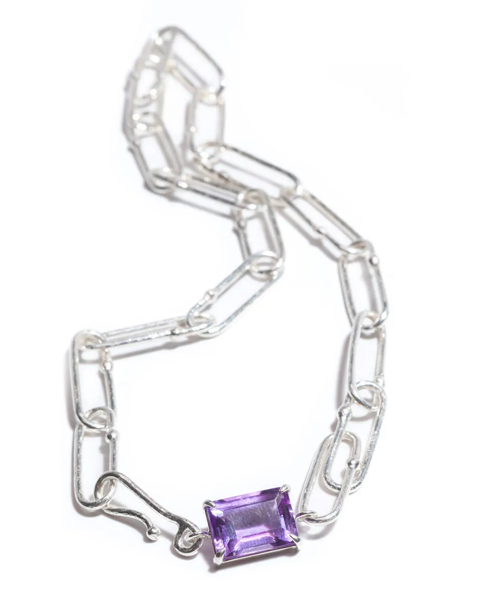 Shimmer Long Link Choker in Amethyst