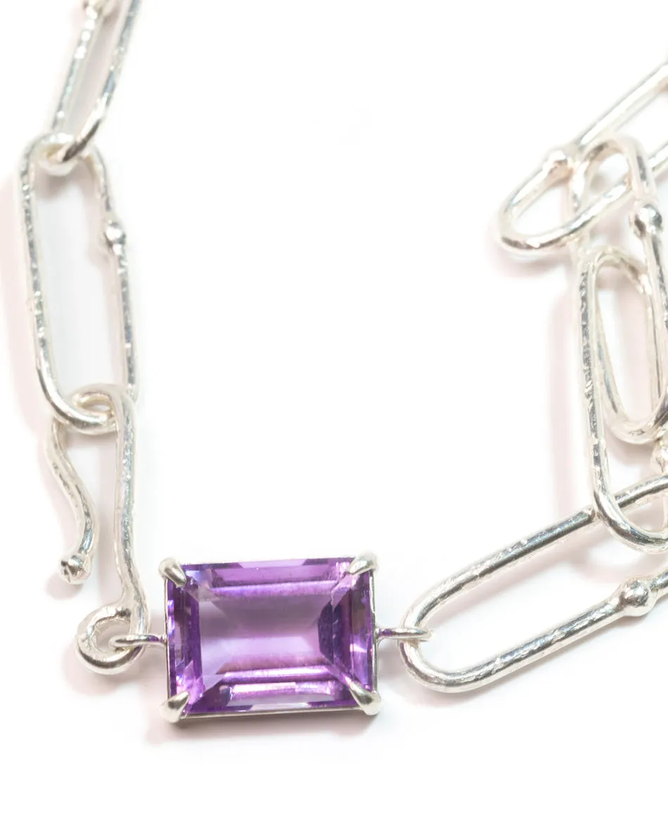 Shimmer Long Link Choker in Amethyst