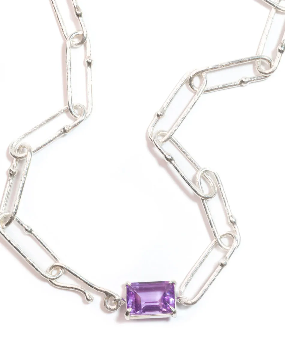 Shimmer Long Link Choker in Amethyst