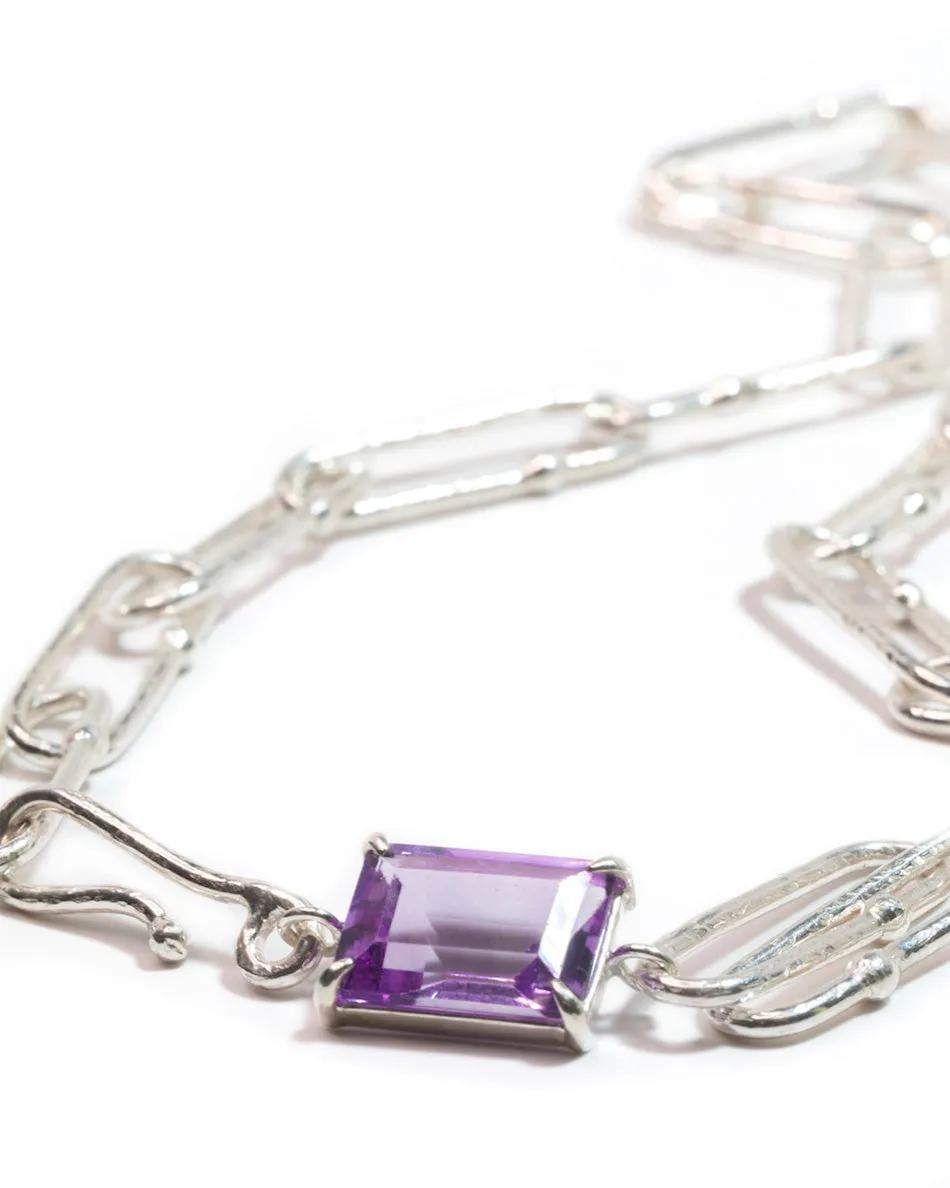 Shimmer Long Link Choker in Amethyst