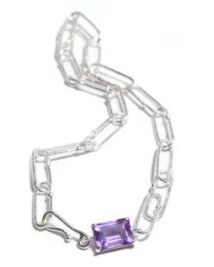 Shimmer Long Link Choker in Amethyst