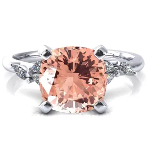 Sigrid Cushion Champagne Sapphire 4 Prong Marquise Diamond Side Ring
