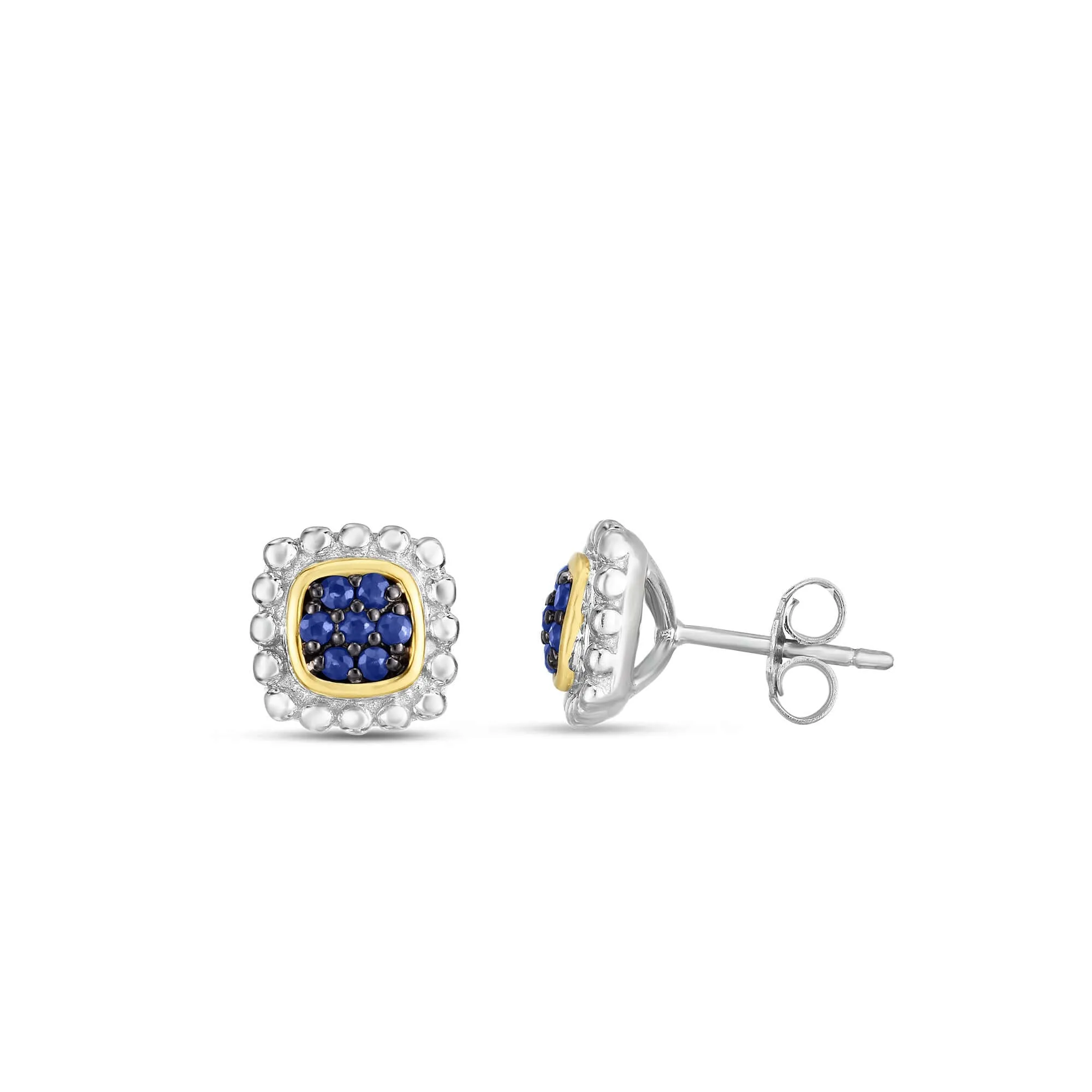 Silver & 18K Gold Prosecco Quadra Sapphire Studs