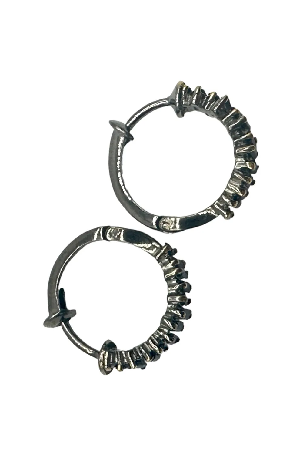 Silver & Sapphire Baguette Huggies