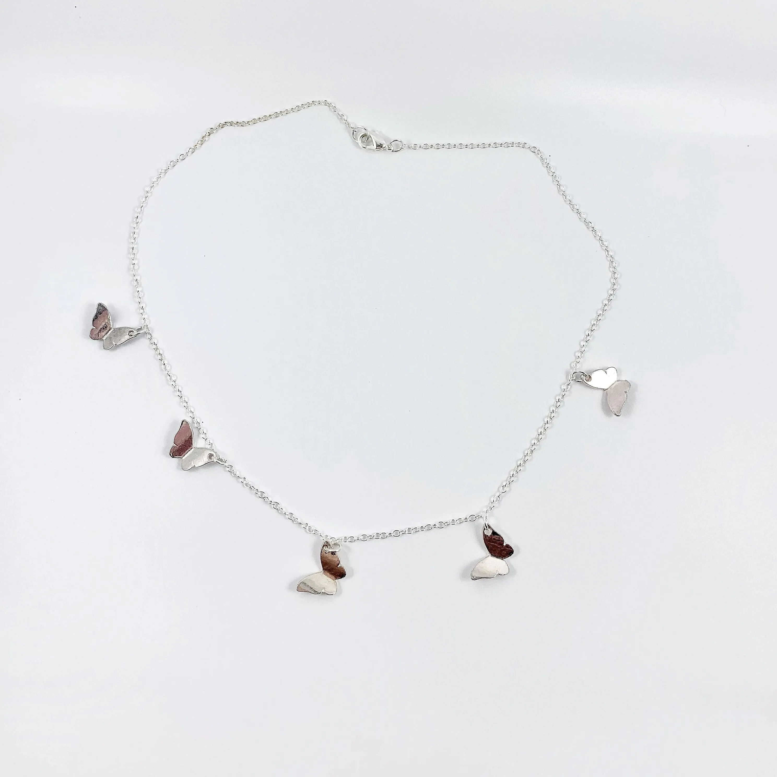Silver Butterfly Choker Necklace Sterling Silver