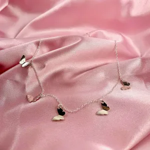 Silver Butterfly Choker Necklace Sterling Silver