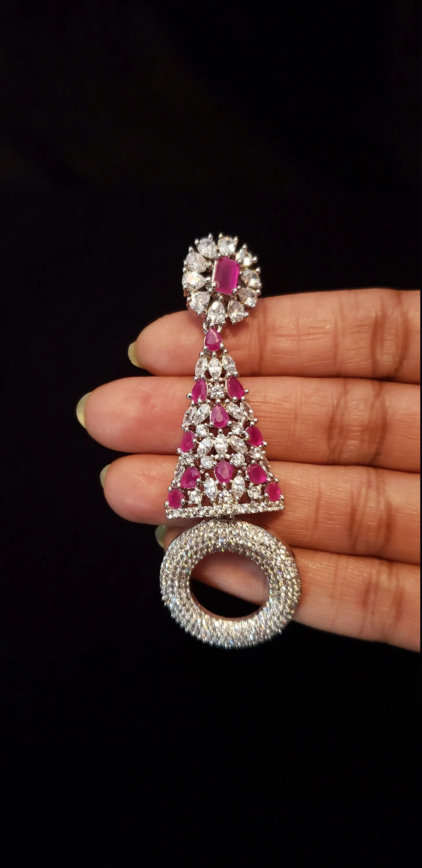 Silver color CZ earrings