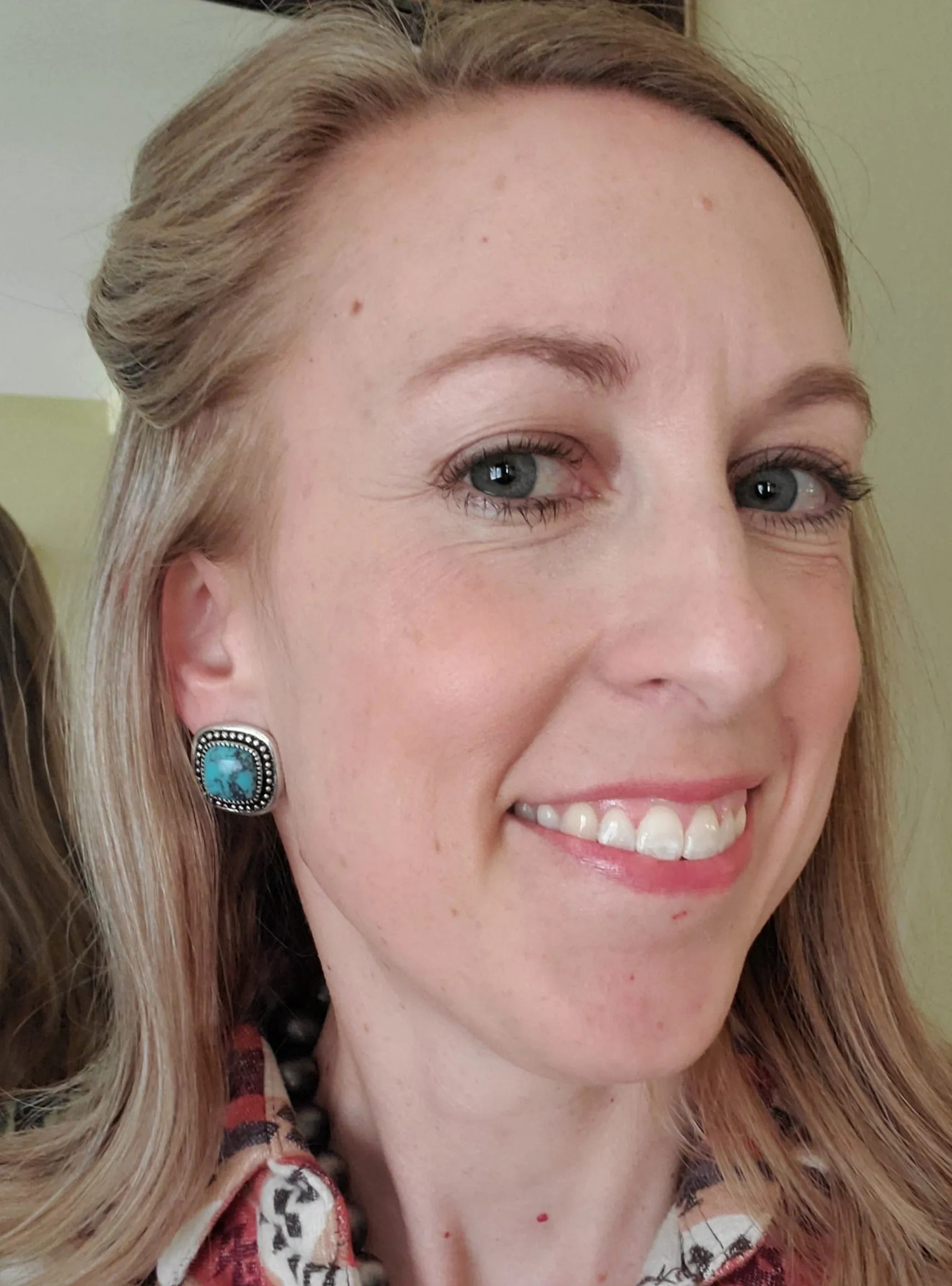Silver Framed Turquoise Stud Earrings