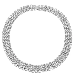 Silver Polished Wide Panther Link Chain Choker Necklace #NL14120031-R02 (NA13)