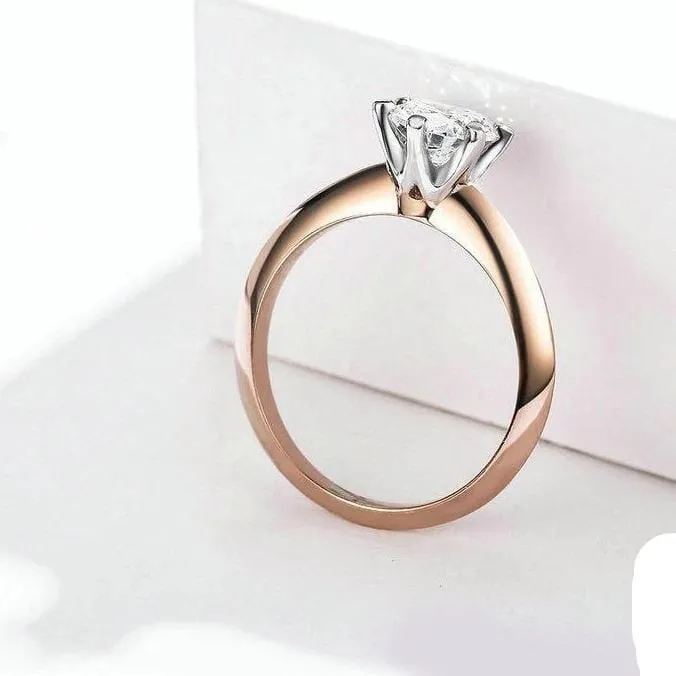 Silver Rose Gold CZ Engagement Ring