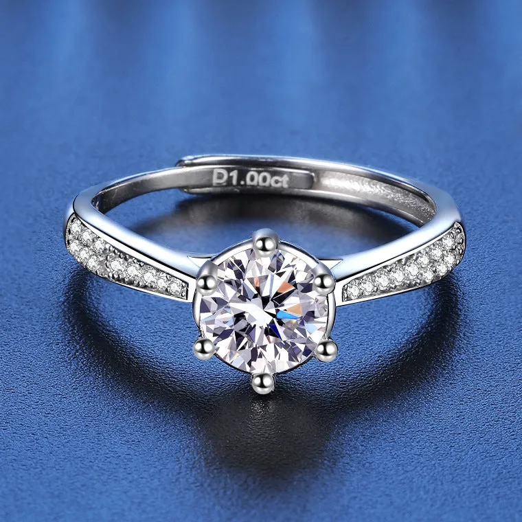 Silver Starlight Six Claw Moissanite Ring