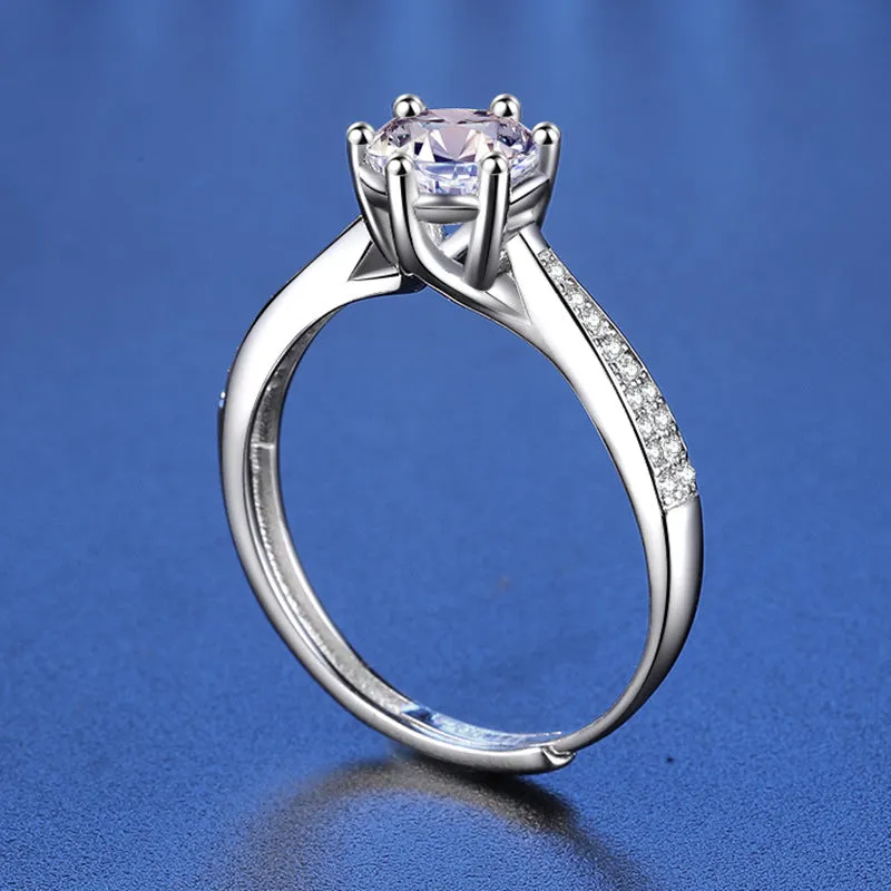 Silver Starlight Six Claw Moissanite Ring