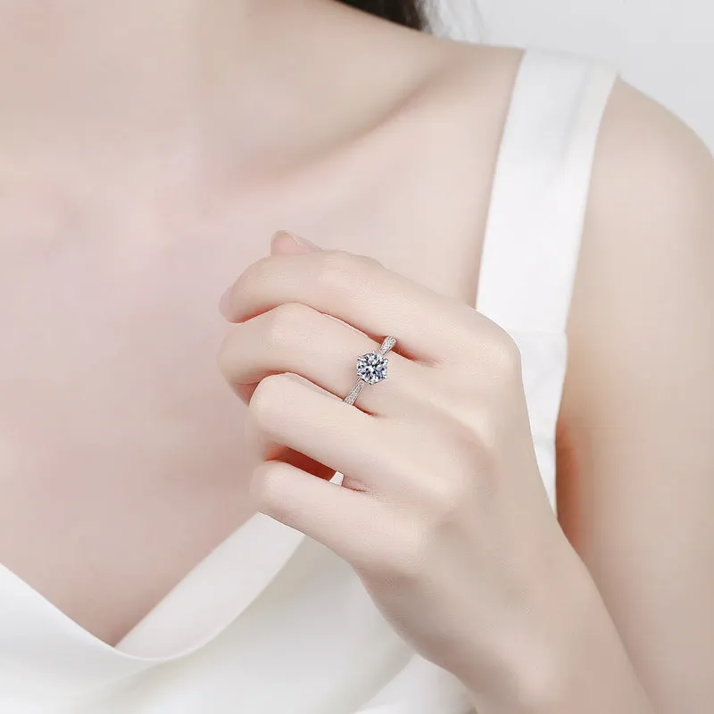 Silver Starlight Six Claw Moissanite Ring