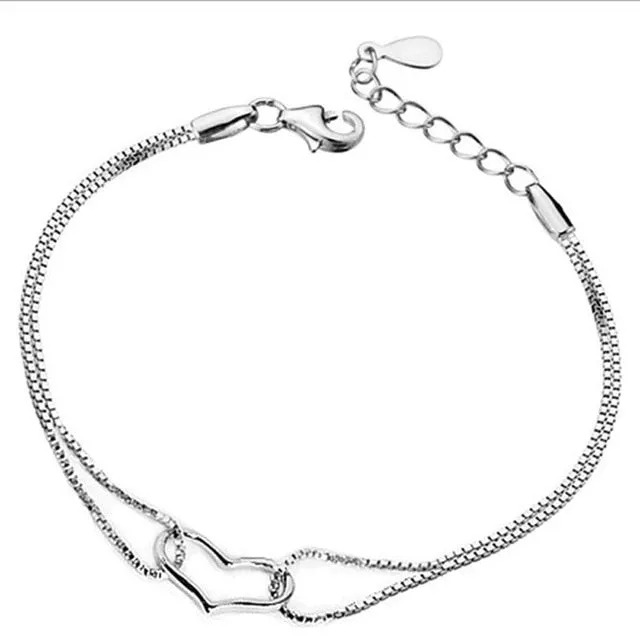 Silver Stars Charm Bracelet Link Chain Women Anniverssary Jewelry Gift
