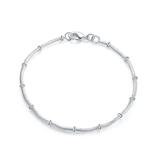 Silver Stars Charm Bracelet Link Chain Women Anniverssary Jewelry Gift