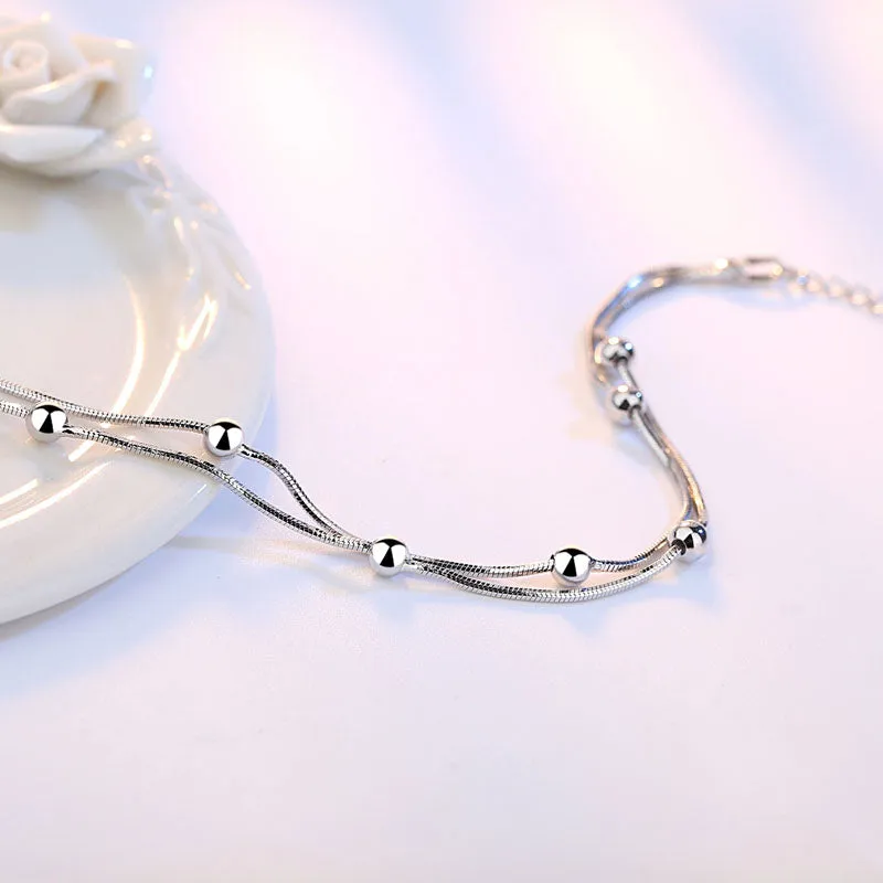Silver Stars Charm Bracelet Link Chain Women Anniverssary Jewelry Gift