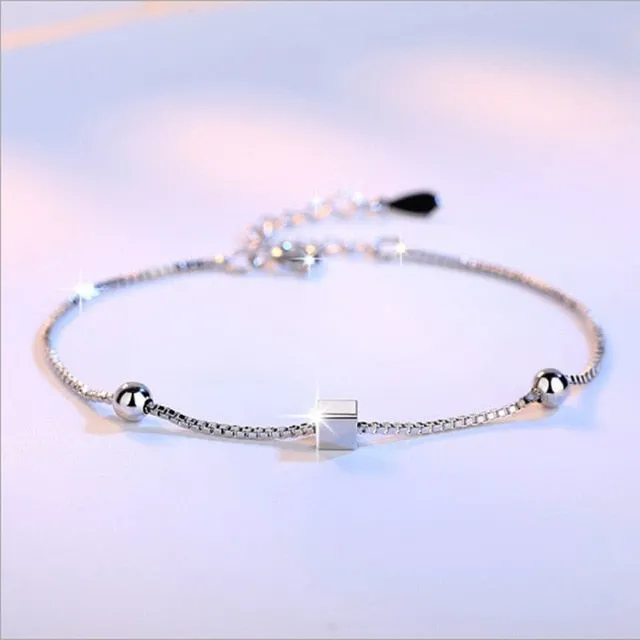 Silver Stars Charm Bracelet Link Chain Women Anniverssary Jewelry Gift