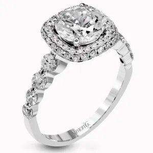 Simon G. Double Cushion Halo Diamond Engagement Ring