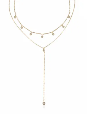 Simplistic Crystal Lariat Necklace Set