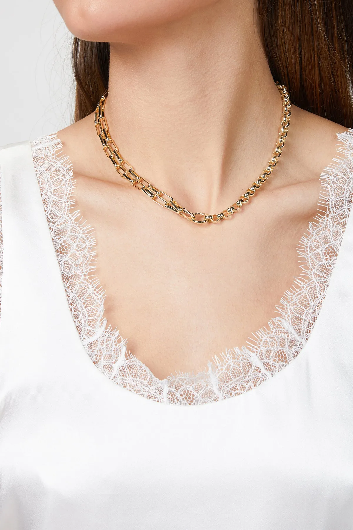 SLASH DOUBLE CHAIN NECKLACE